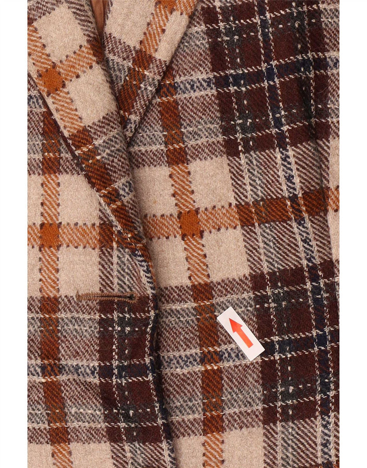 J.C.Twidd Dame 2-knaps blazerjakke IT 46 Large Brown Plaid Classic