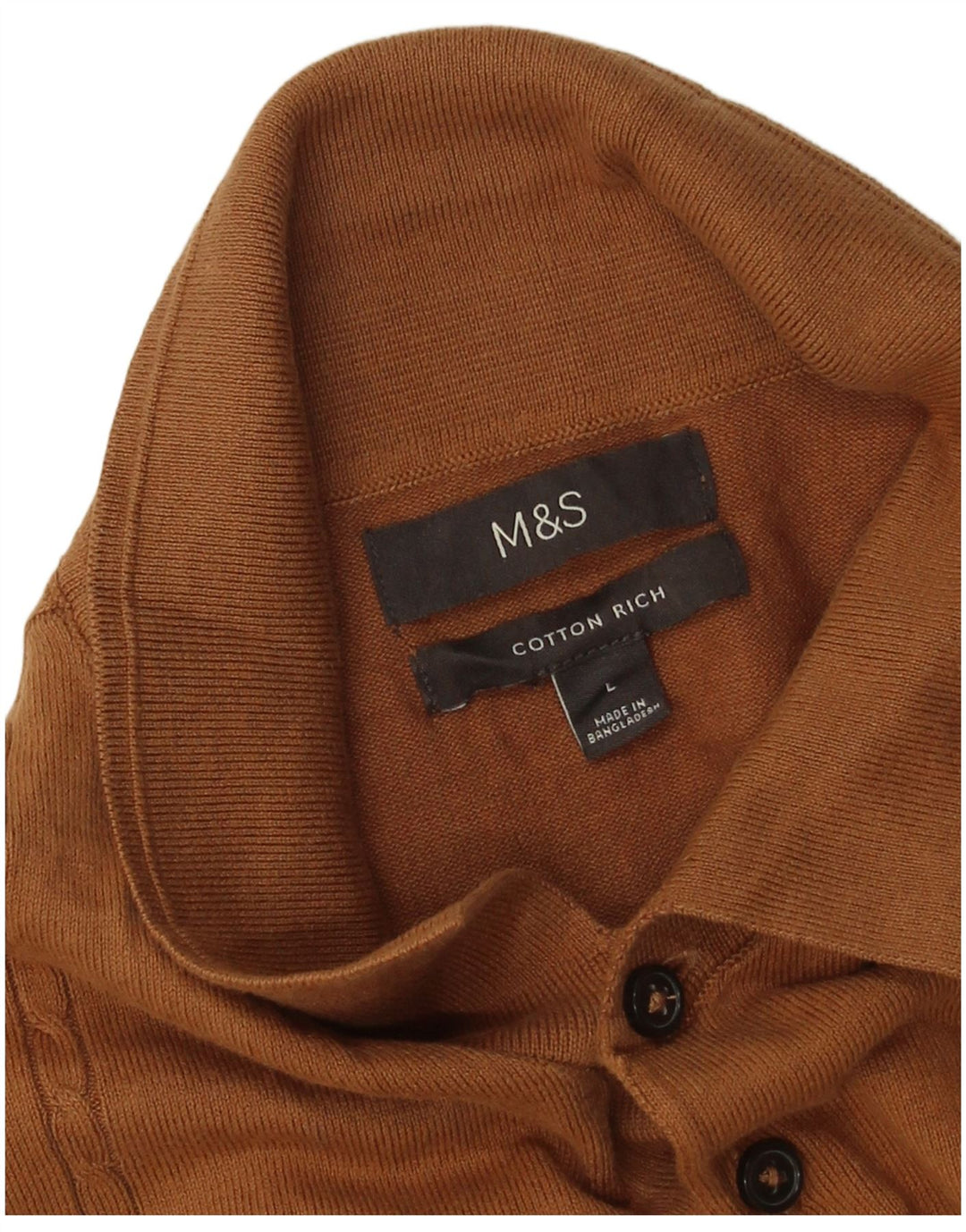 Marks & Spencer Herre Polo Neck Jumper Sweater Stor Brun Bomuld