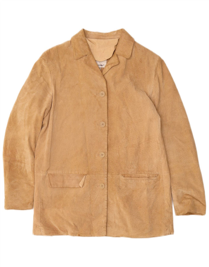 Conbipel Dame Oversized 4-knaps Ruskind Blazer Jacket IT 40 Small Beige