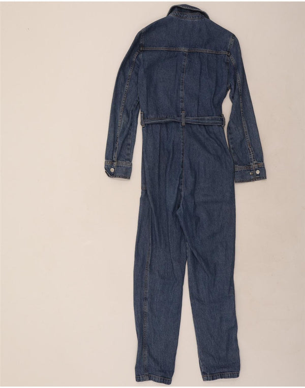 Topshop Dame Langærmet Denim Jumpsuit UK 6 Lille Blå Bomuld