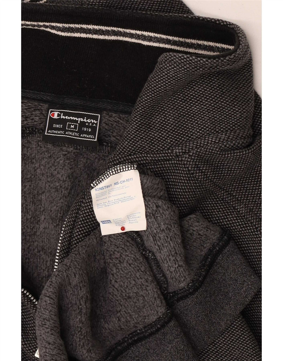 Champion Herre Zip Neck Sweatshirt Jumper Medium Grey Colourblock Bomuld