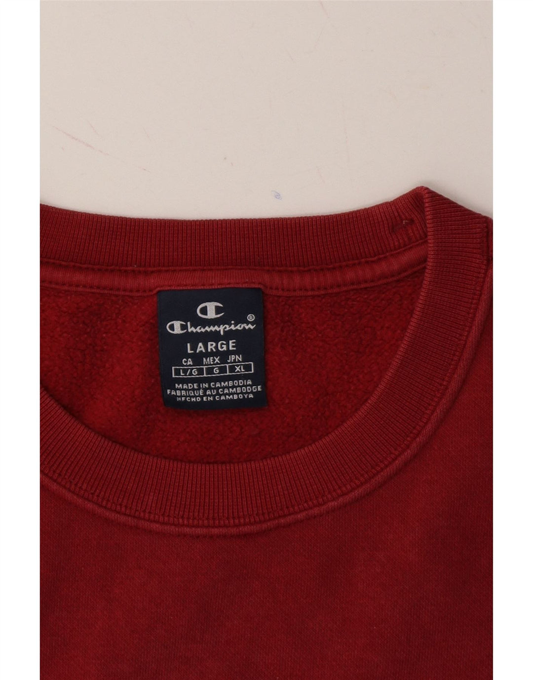 CHAMPION Mens Graphic Sweatshirt Jumper Large Red Cotton Vintage Champion and Second-Hand Champion from Messina Hembry 