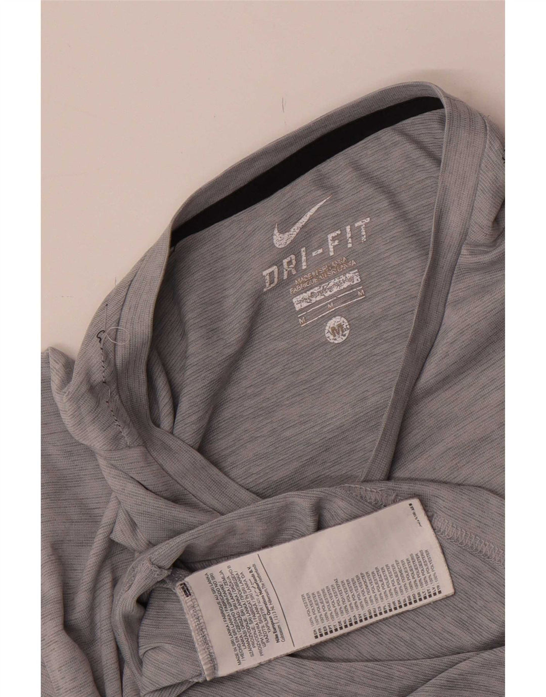 Nike herre Dri Fit T-shirt top mellemgrå nålestribet polyester