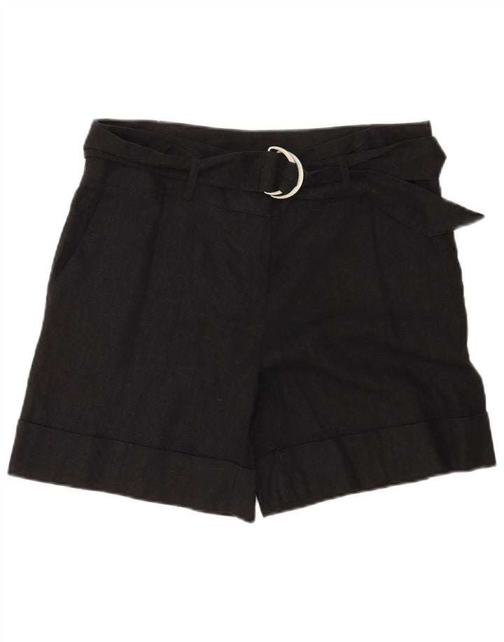 Marks & Spencer Kvinder Casual Shorts UK 12 Medium W32 Black Linen
