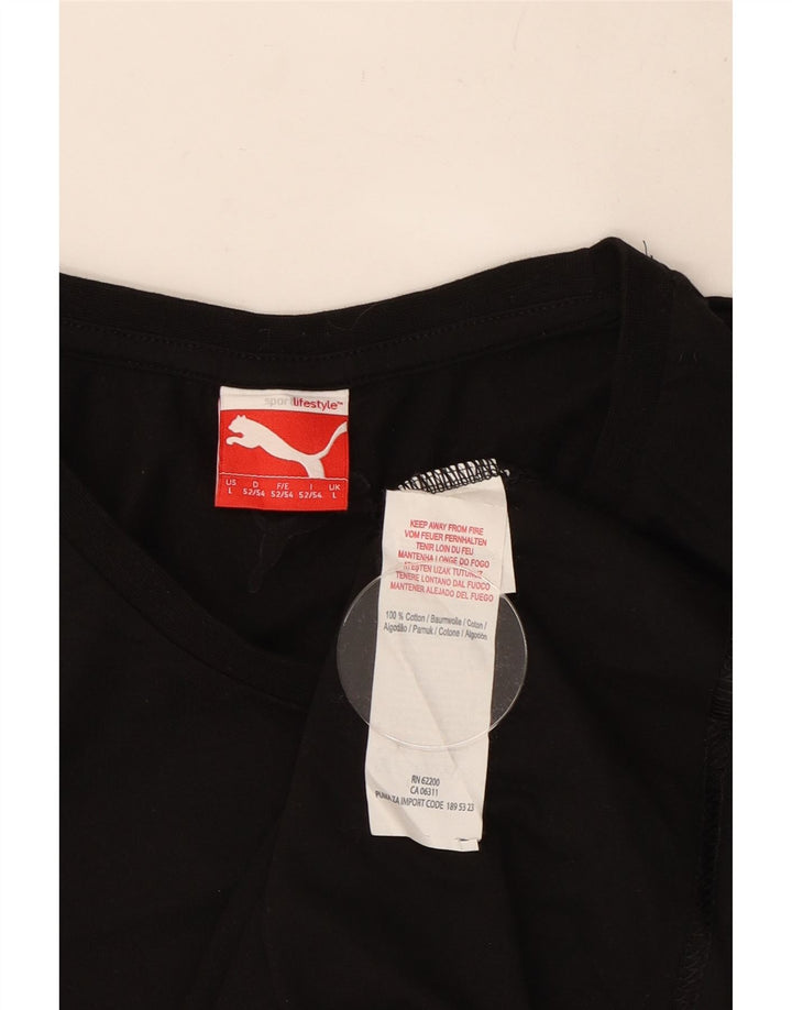 Puma Herre Grafisk T-Shirt Top Stor Sort Bomuld