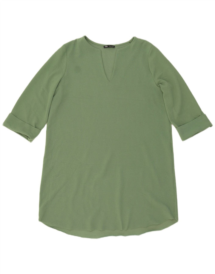 Zara Dame 3/4 ærme Skift Kjole UK 16 Large Grøn