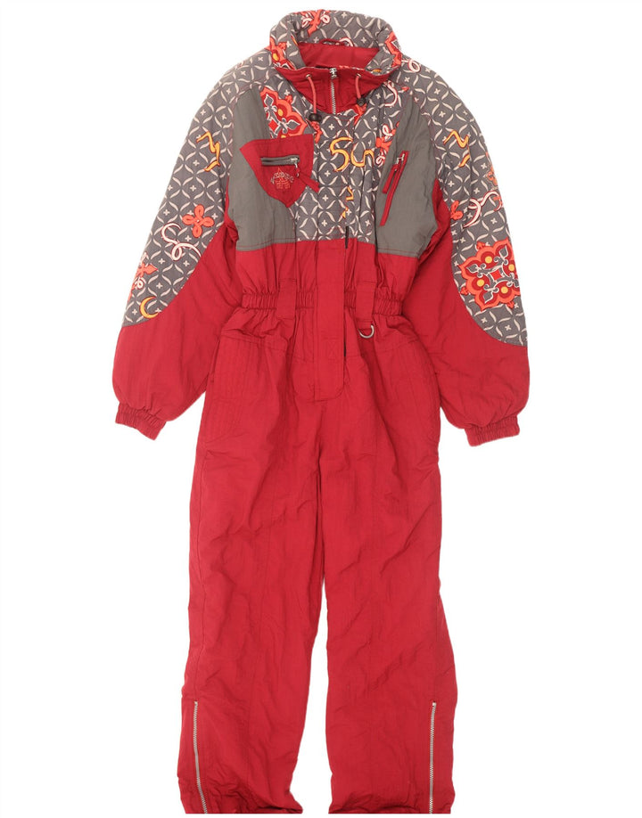 X-Cape Dame Ski Jumpsuit UK 10 Lille Rød Geometrisk Nylon