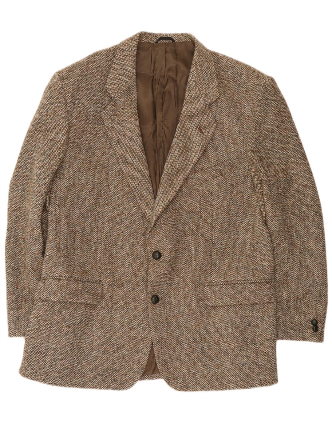 Harris Tweed Herre 2 Button Blazer Jacket UK 44 XL Brun Uld