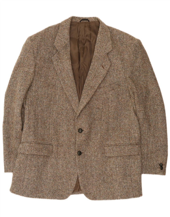 Harris Tweed Herre 2 Button Blazer Jacket UK 44 XL Brun Uld