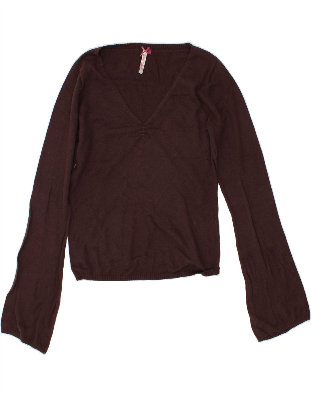 WHITE STUFF Womens V-Neck Jumper Sweater UK 12 Medium  Brown Cotton Vintage White Stuff and Second-Hand White Stuff from Messina Hembry 