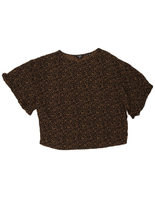 Superdry Dame Oversized Bluse Top UK 8 Small Khaki Animal Print Bomuld