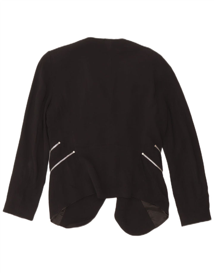 Zara Womens Open Blazer Jacket UK 14 Large Black Viscose