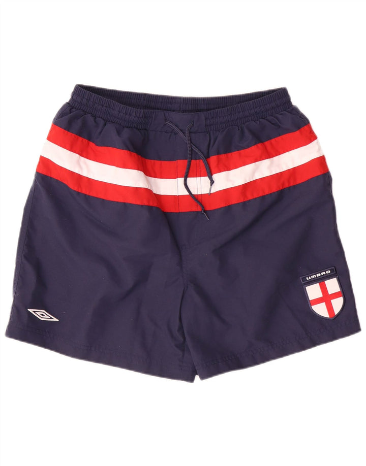 UMBRO Mens Graphic Swimming Shorts Large  Navy Blue Colourblock Polyester