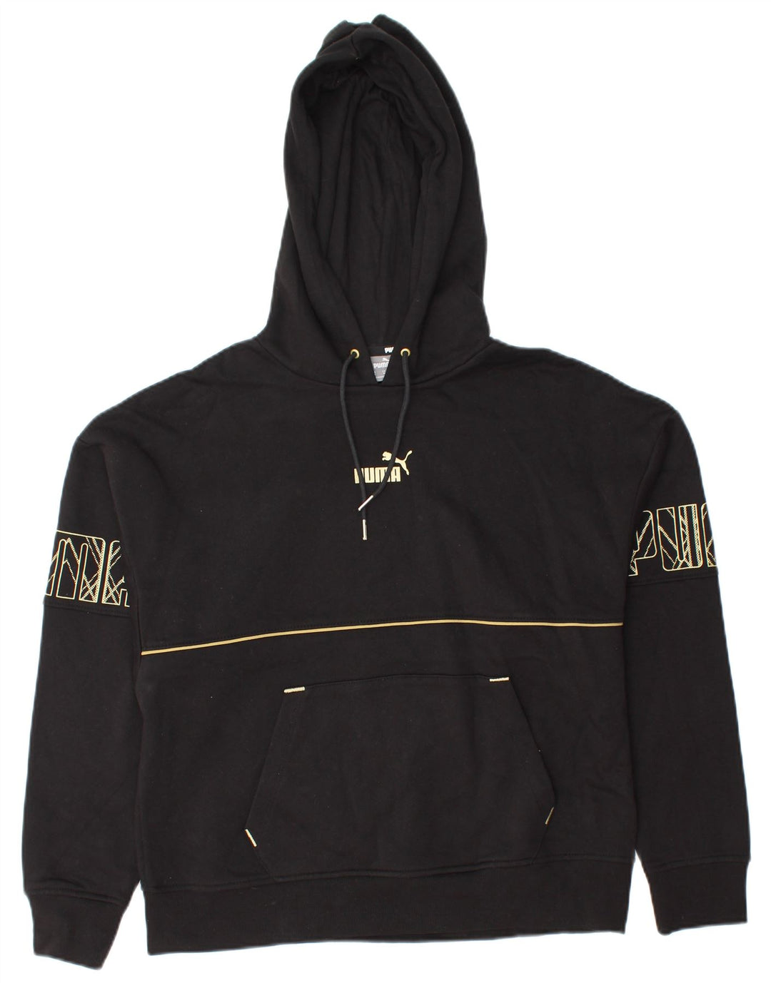 PUMA Grafisk hættetrøje til kvinder UK 14 Medium Sort bomuld