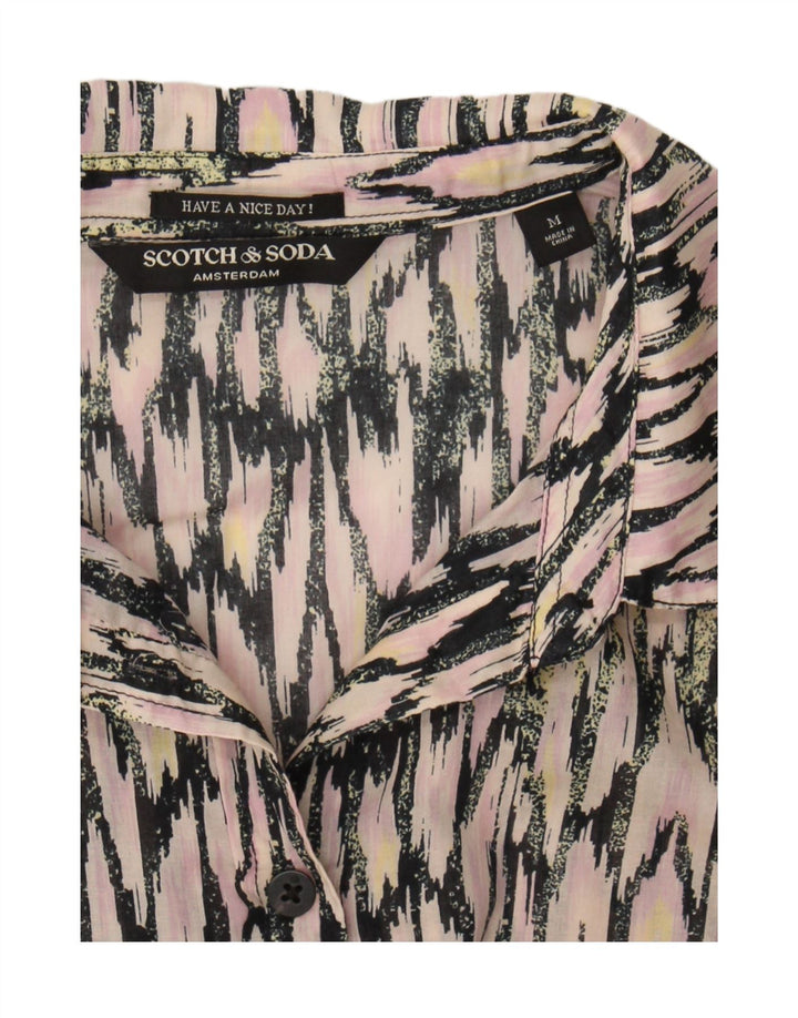 Scotch & Soda Dame abstrakt mønster skjorte bluse UK 14 Medium Pink
