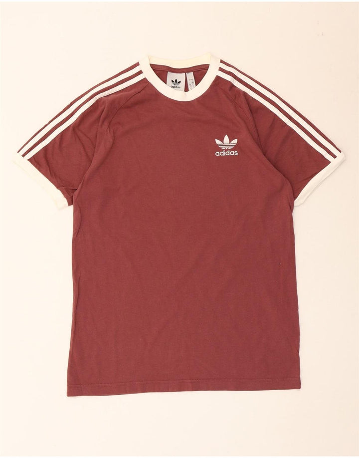 Adidas Herre T-shirt Top Lille rødbrun Colourblock Bomuld
