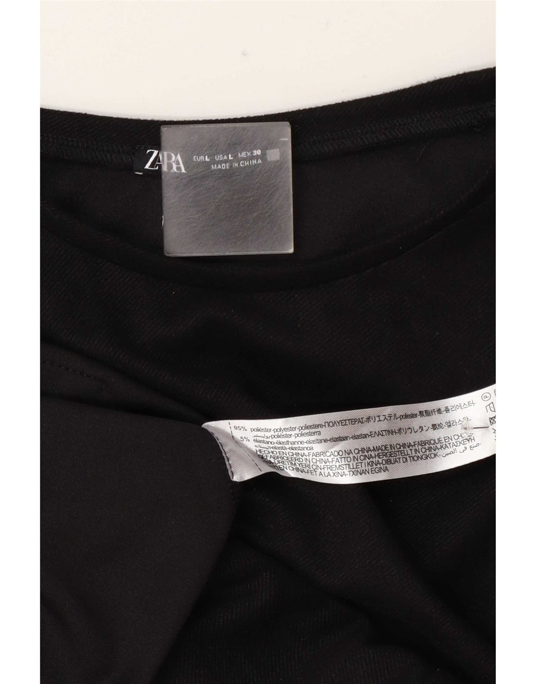 Zara Dame T-Shirt Kjole UK 16 Stor Sort Polyester