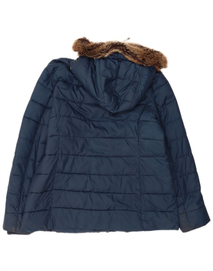 Barbour, polstret hættejakke til kvinder, UK 18 XL marineblå polyester