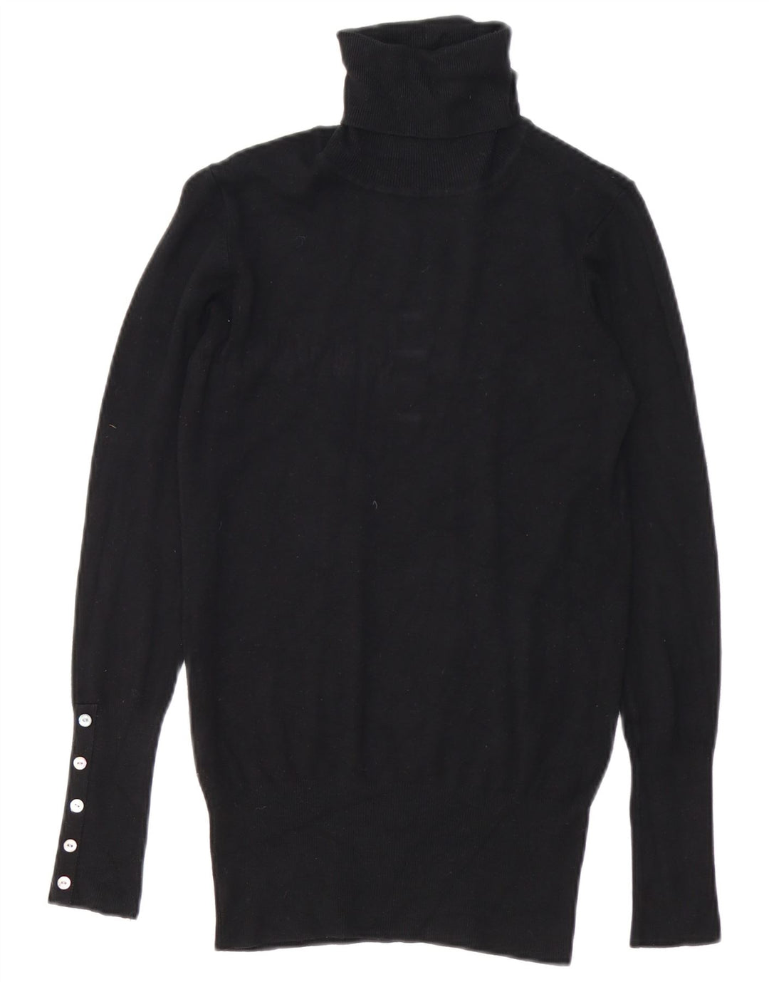 Zara Dame Roll Neck Jumper Sweater UK 14 Medium Black Rayon