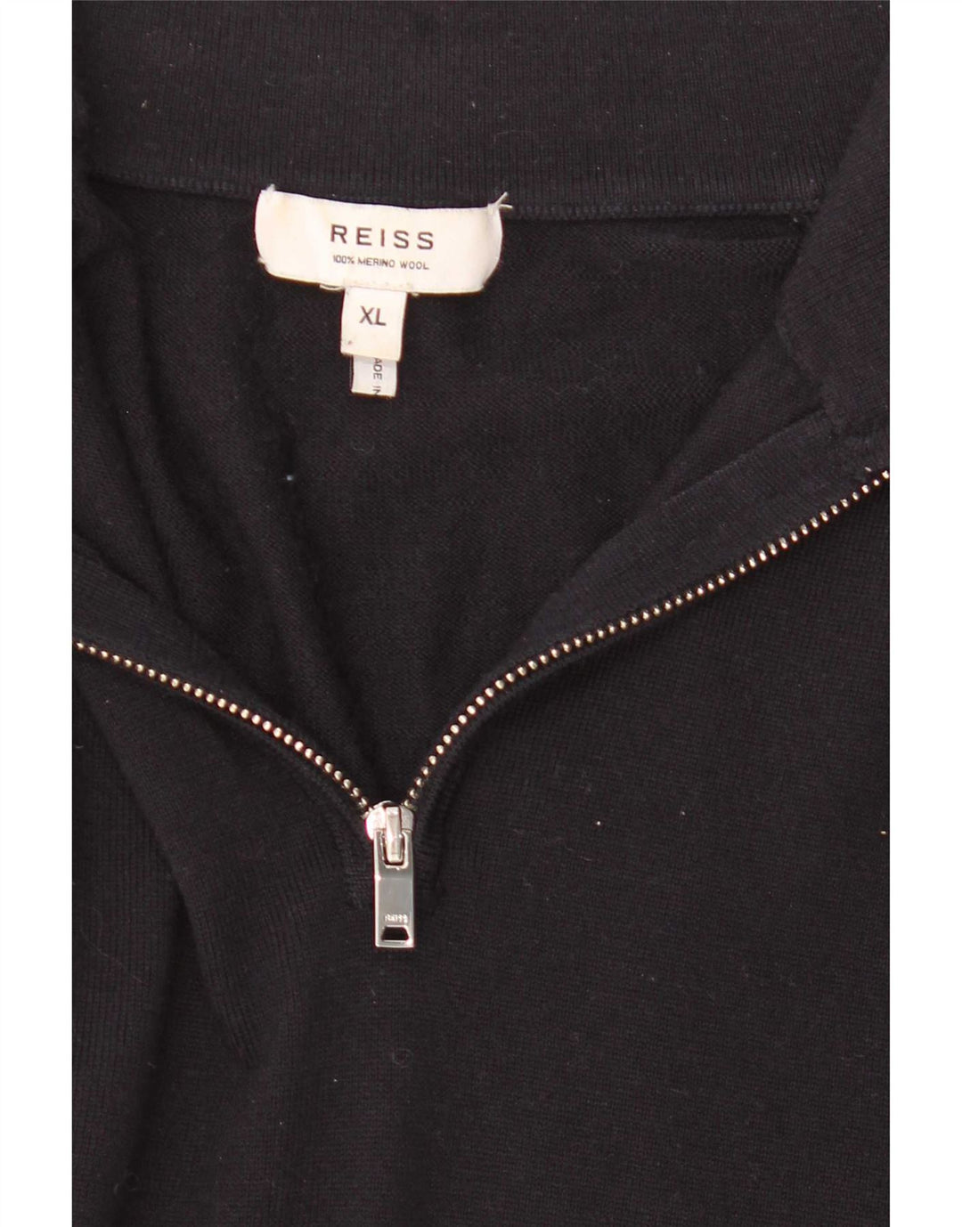 Reiss Herre Zip Neck Jumper Sweater XL Sort Uld