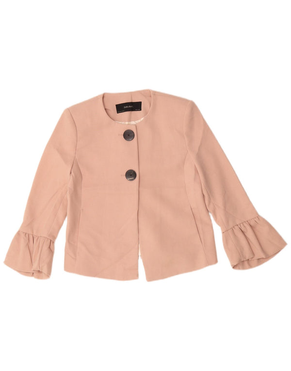 Zara Womens Crop 2-knaps blazerjakke UK 10 Small Pink Polyester