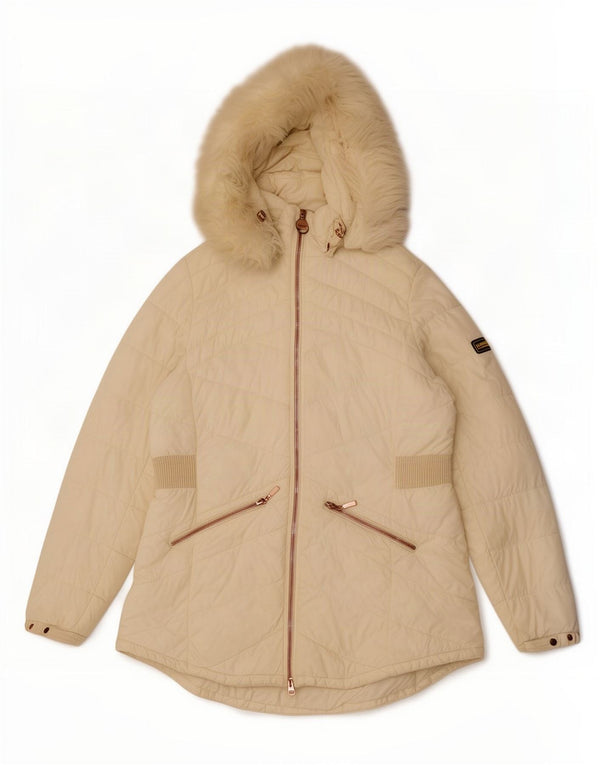 Barbour Polstret hættejakke til kvinder UK 16 Large White