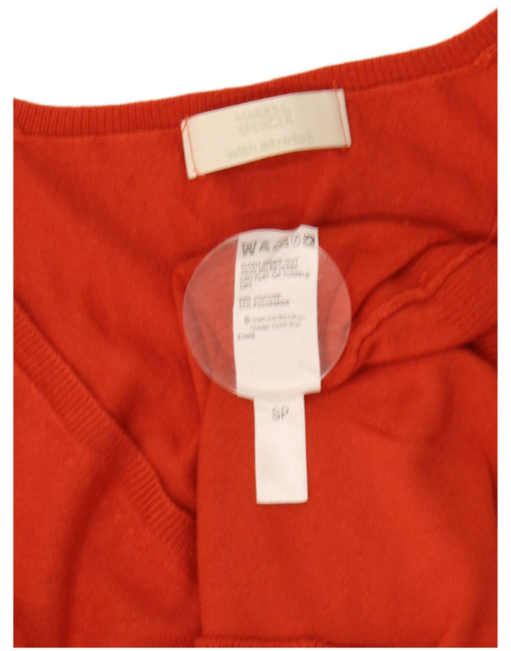 Marks & Spencer Dame 3/4-ærmet V-hals sweater UK 12 Medium Orange
