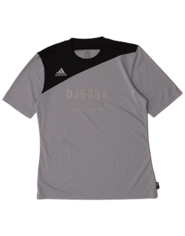 Adidas Herre Climalite Grafisk T-Shirt Top Medium Grey Colourblock Polyester