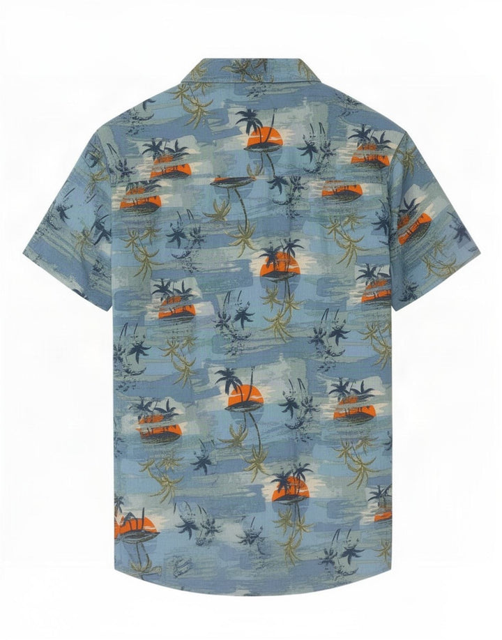 Mountain Warehouse Herre abstrakt mønster skjorte Medium Blue Hawaiian