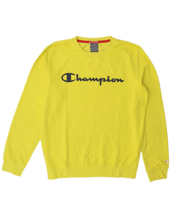 Champion Herre Grafisk Sweatshirt Jumper Medium Gul Bomuld