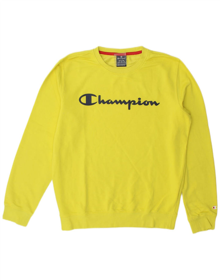 Champion Herre Grafisk Sweatshirt Jumper Medium Gul Bomuld