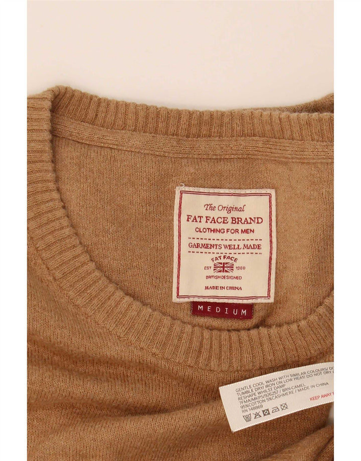 Fat Face Herre Boat Neck Jumper Sweater Medium Beige Bomuld