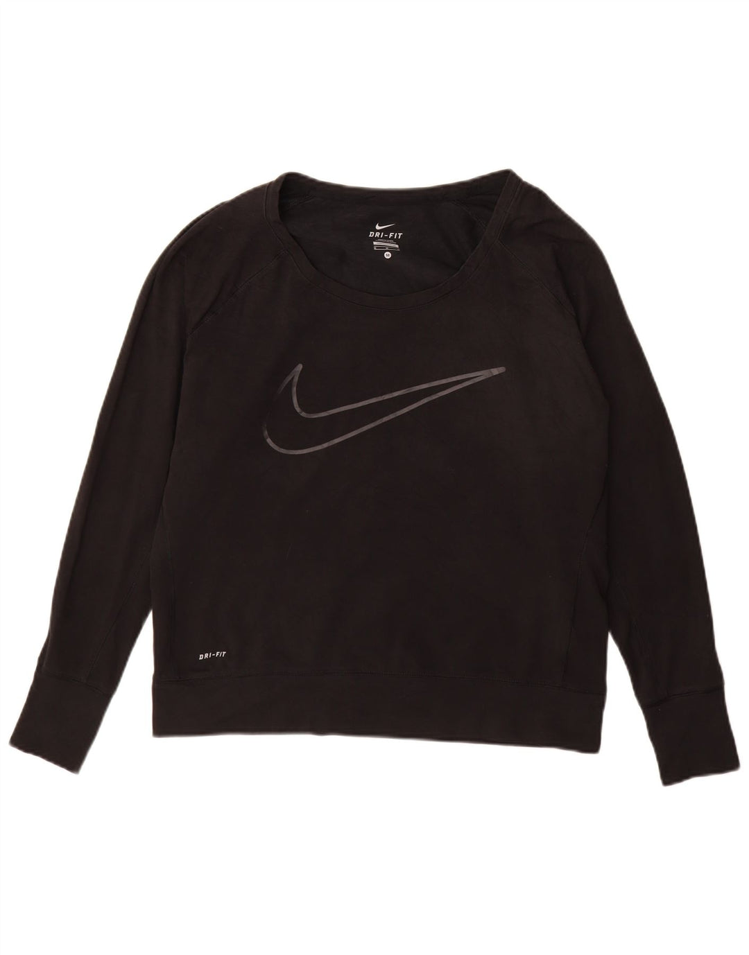 NIKE Womens Dri Fit Graphic Oversized Sweatshirt Jumper UK 14 Medium Black
