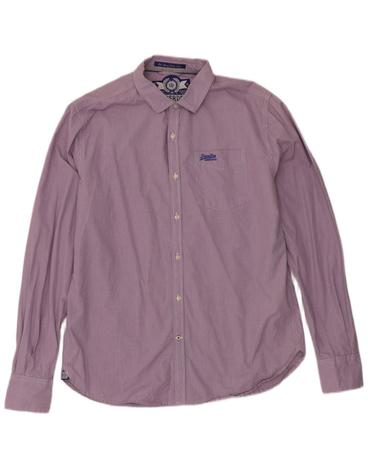 Superdry herreskjorte 2XL lilla ternet bomuld