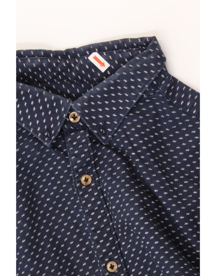 ZARA Mens Slim Fit Flannel Shirt Small Navy Blue Spotted Vintage Zara and Second-Hand Zara from Messina Hembry 