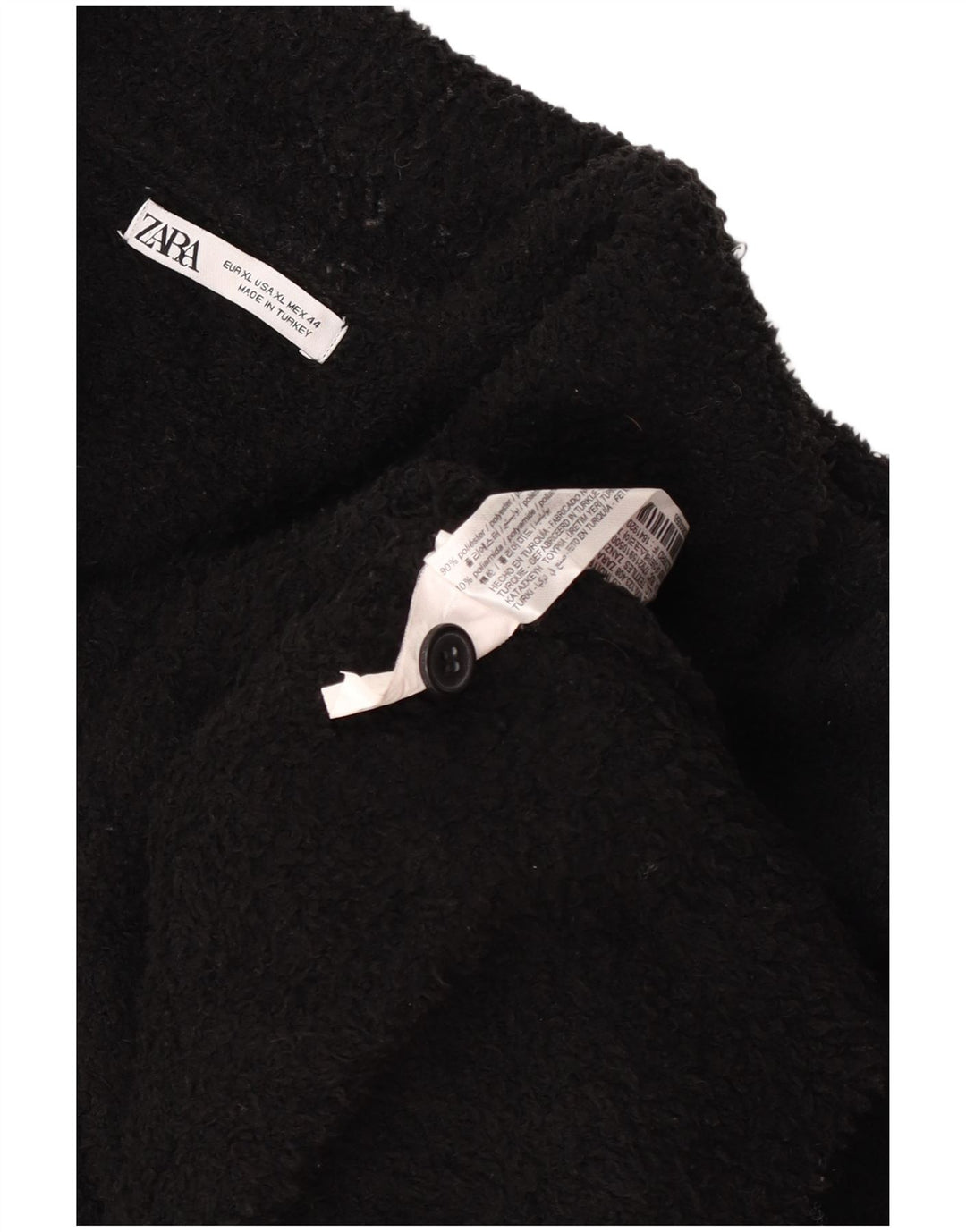 Zara Herre Polo Neck Fleece Jumper XL Sort Polyester