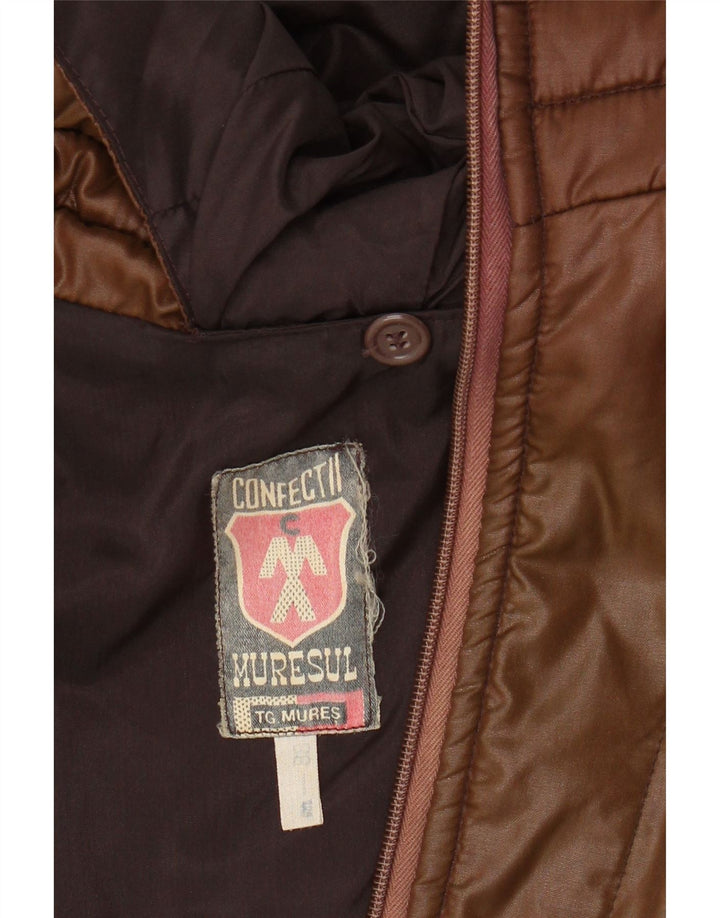 VINTAGE Mens Padded Jacket UK 38 Medium Brown Colourblock