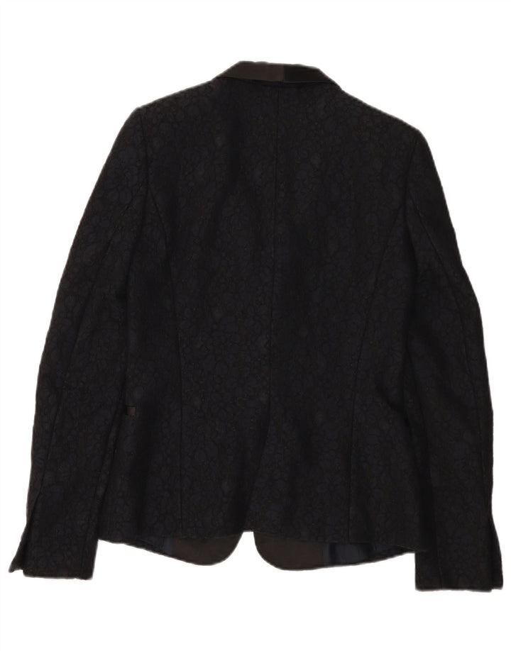 Zara Dame 1 Knap Blazer Jacket UK 10 Small Black Floral