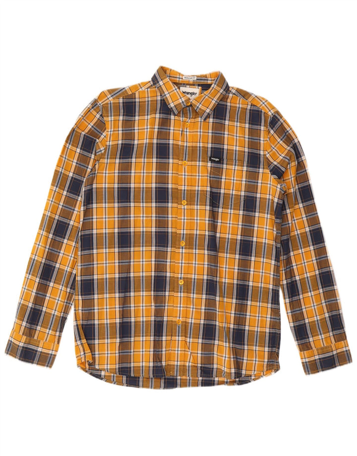 Wrangler Herre Regular Fit skjorte Medium gul ternet bomuld