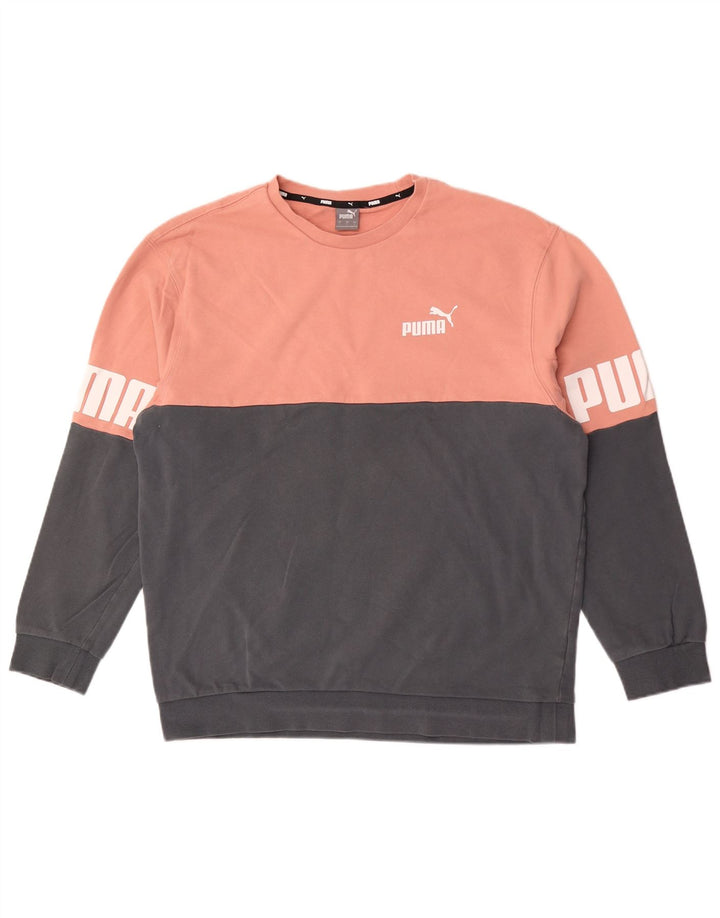 Puma Graphic Sweatshirt Jumper UK 16 Large Pink Colourblock