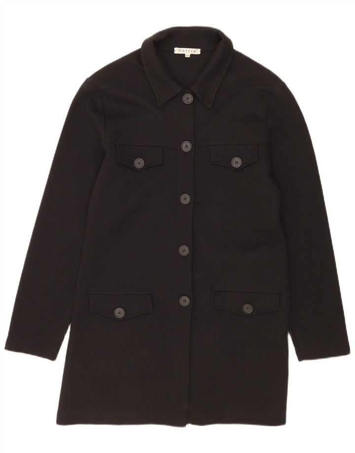 Fairly Womens Overcoat IT 46 Large Black Wool