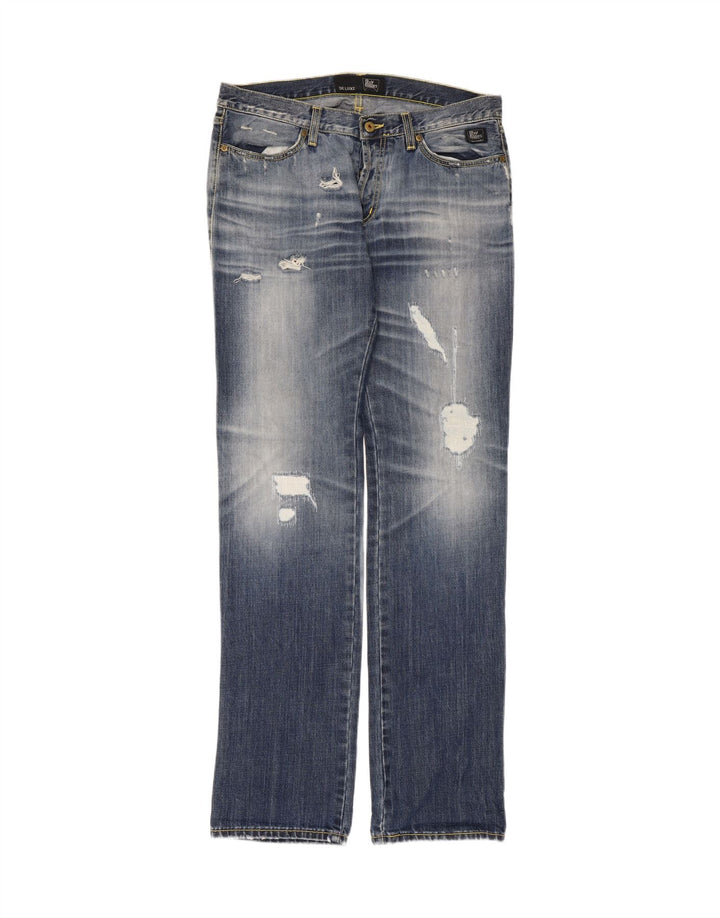 Roy Rogers Herre De Luxe Distressed Straight Jeans W32 L34 Blå Bomuld