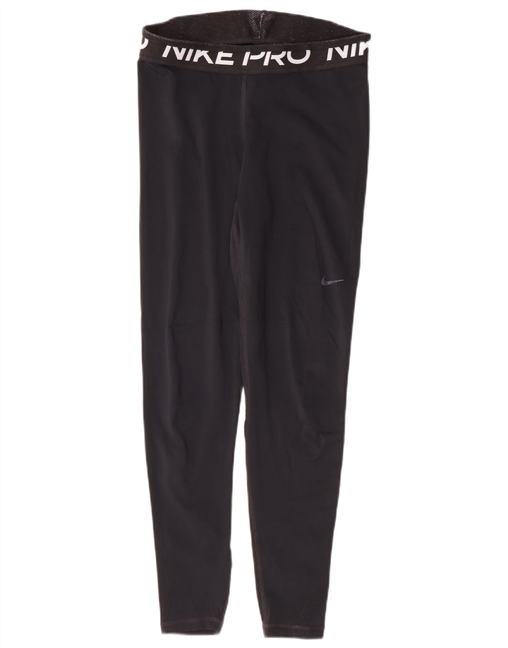 Nike Dame Dri Fit Grafiske Leggings UK 12 Medium Black Polyester Sports