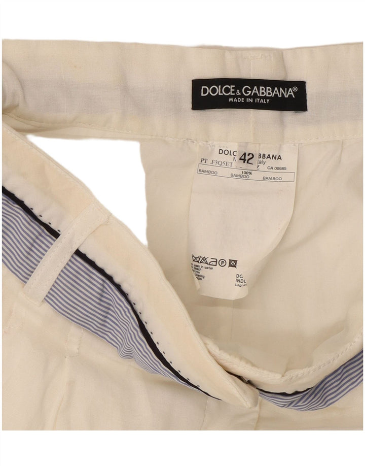Dolce & Gabbana Dame Pegged Capri Bukser IT 42 Medium W30 L21 Hvid