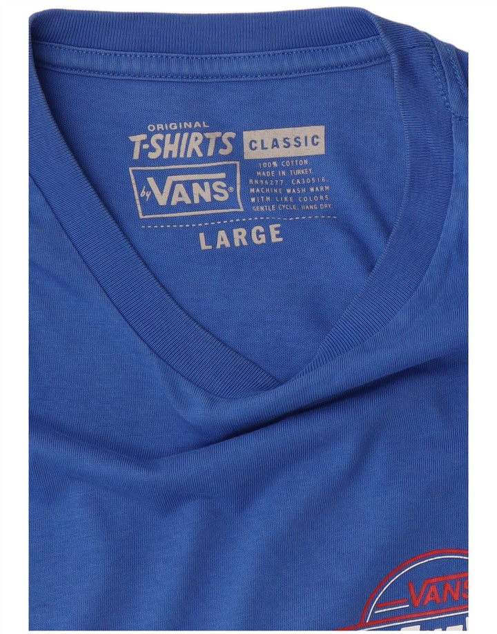 VANS Herre Klassisk Grafisk T-Shirt Top Stor Blå Bomuld