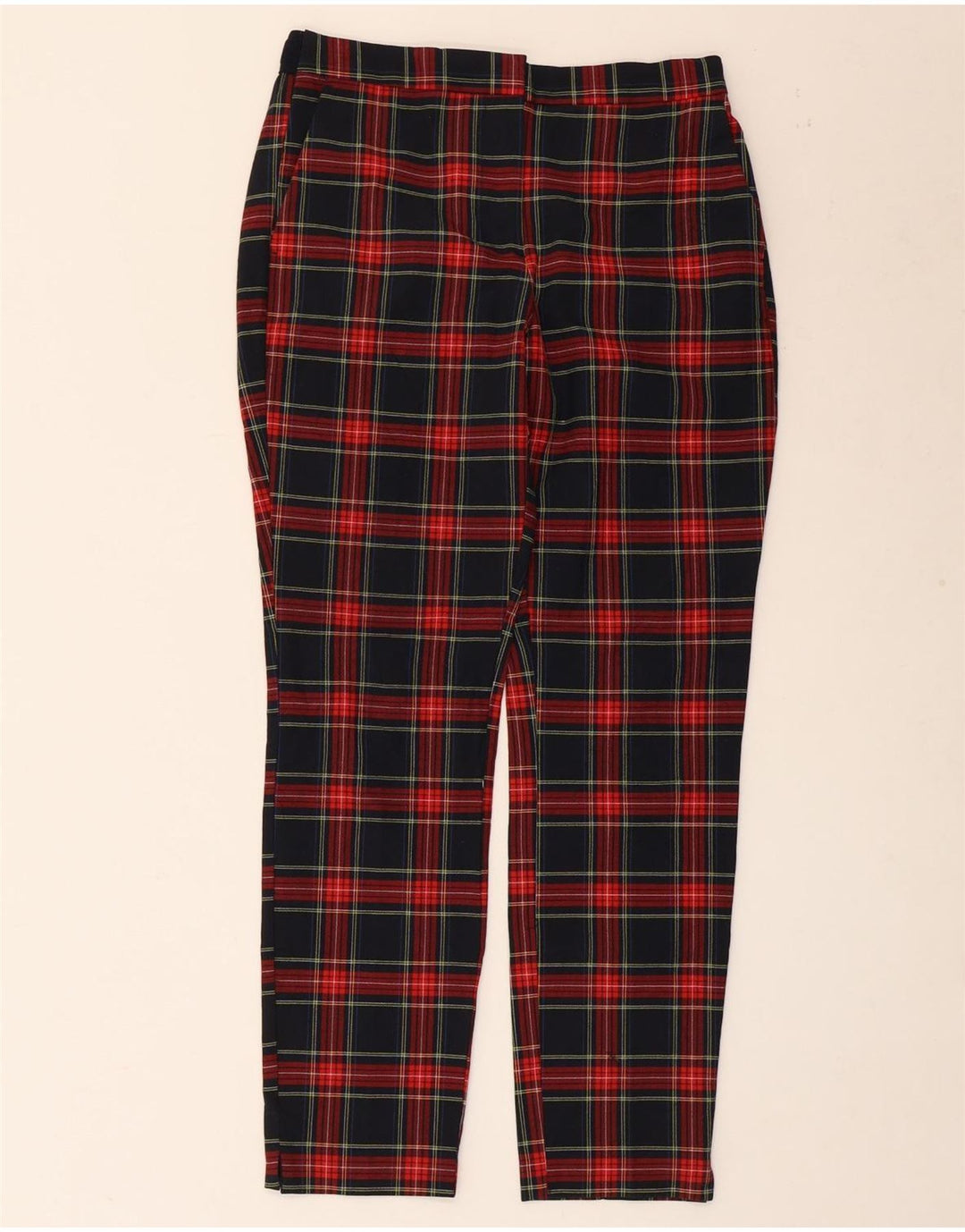 ZARA lige chinosbukser til kvinder Medium W28 L27 sort ternet polyester