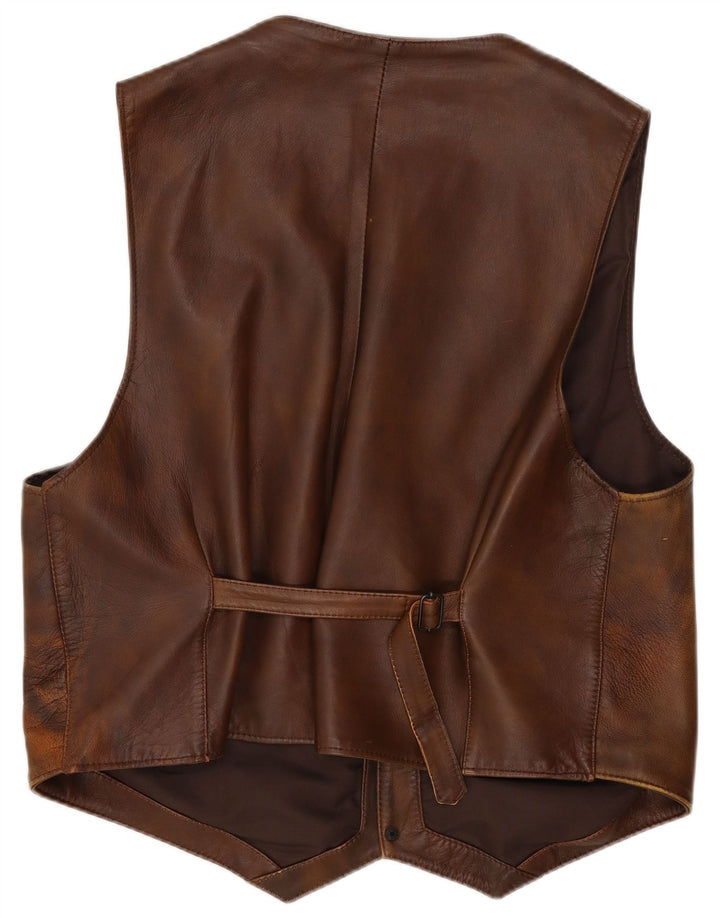 Vintage herre læder vest mellem brunt læder