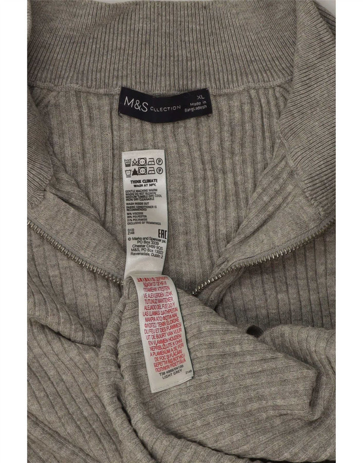 Marks & Spencer Dame Oversized Zip Neck Jumper Sweater UK 18 XL Grå