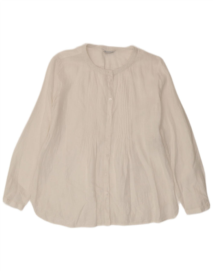Marella Dame Oversized Shirt Bluse UK 10 Small White Linen