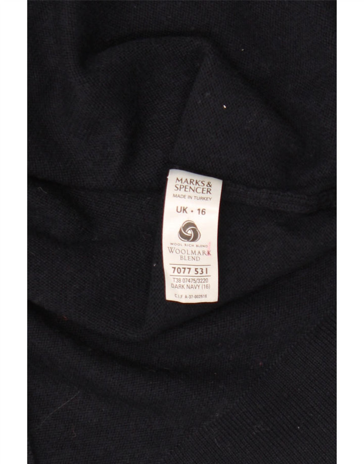 Marks & Spencer Dame Rullehals Sweater UK 16 Large Navy Blue